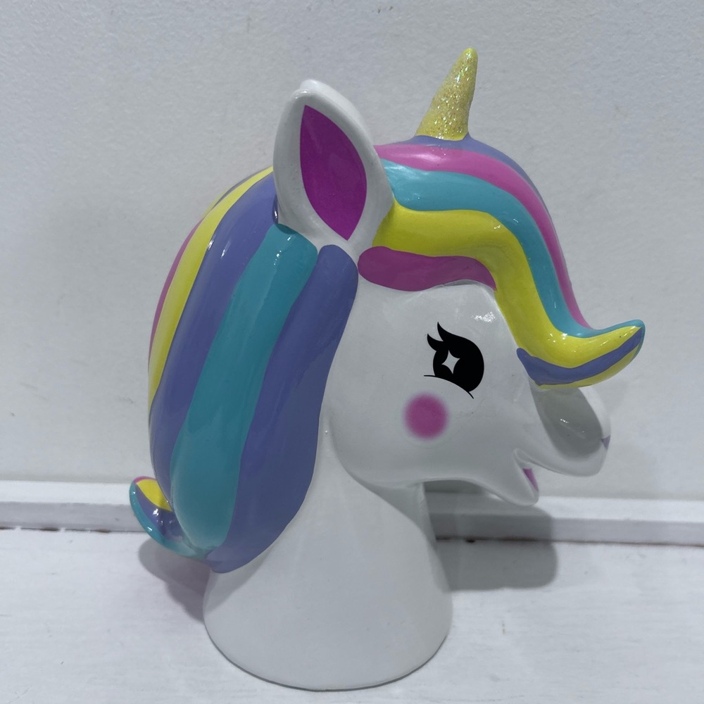 Unicorn Piggy Bank Rainbow Ceramic Figurine‎